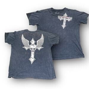 Vtg Y2K Men Affiction Gray T Shirt Size XL 23”x 27”